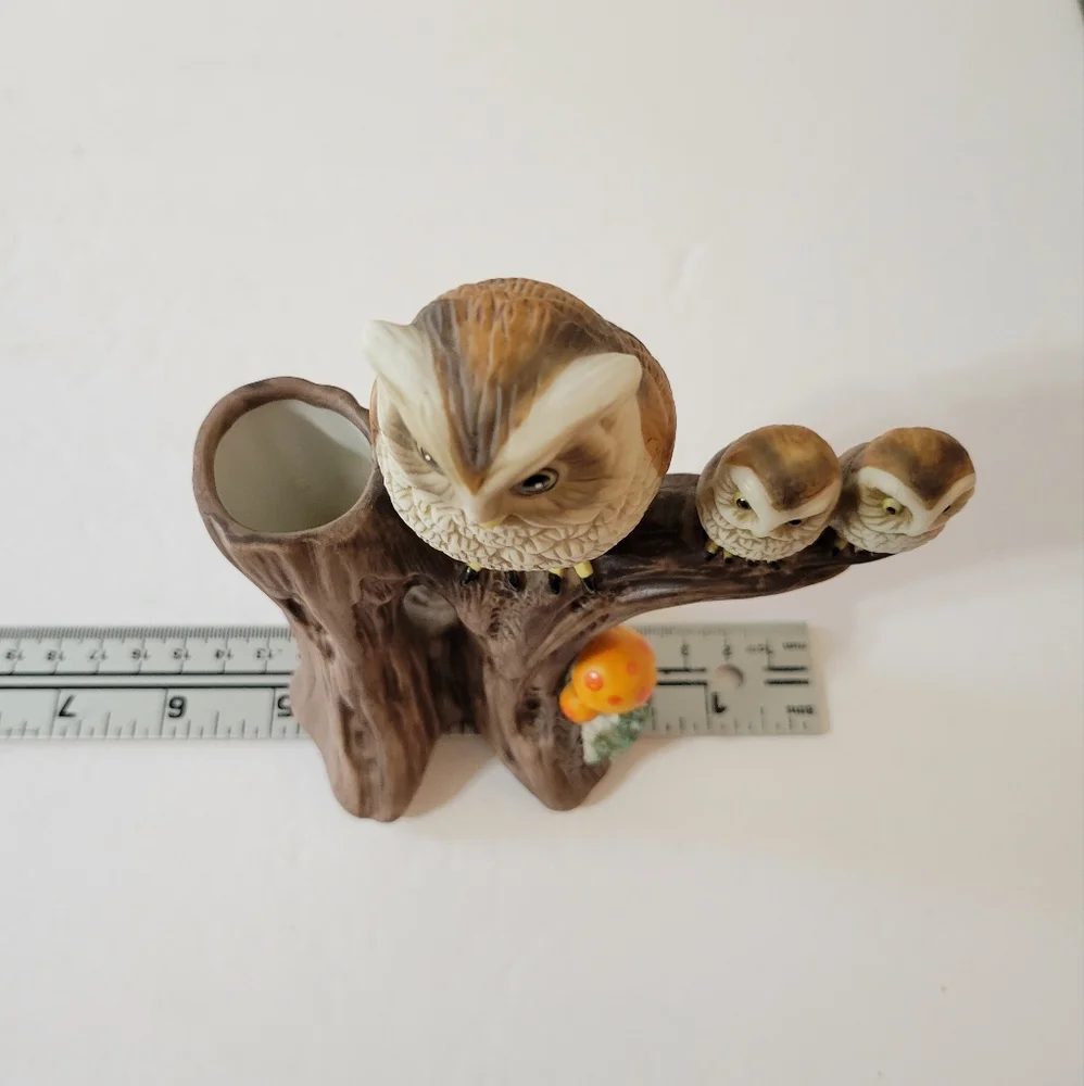 Vintage Ardco Owl Family on Tree Budvase